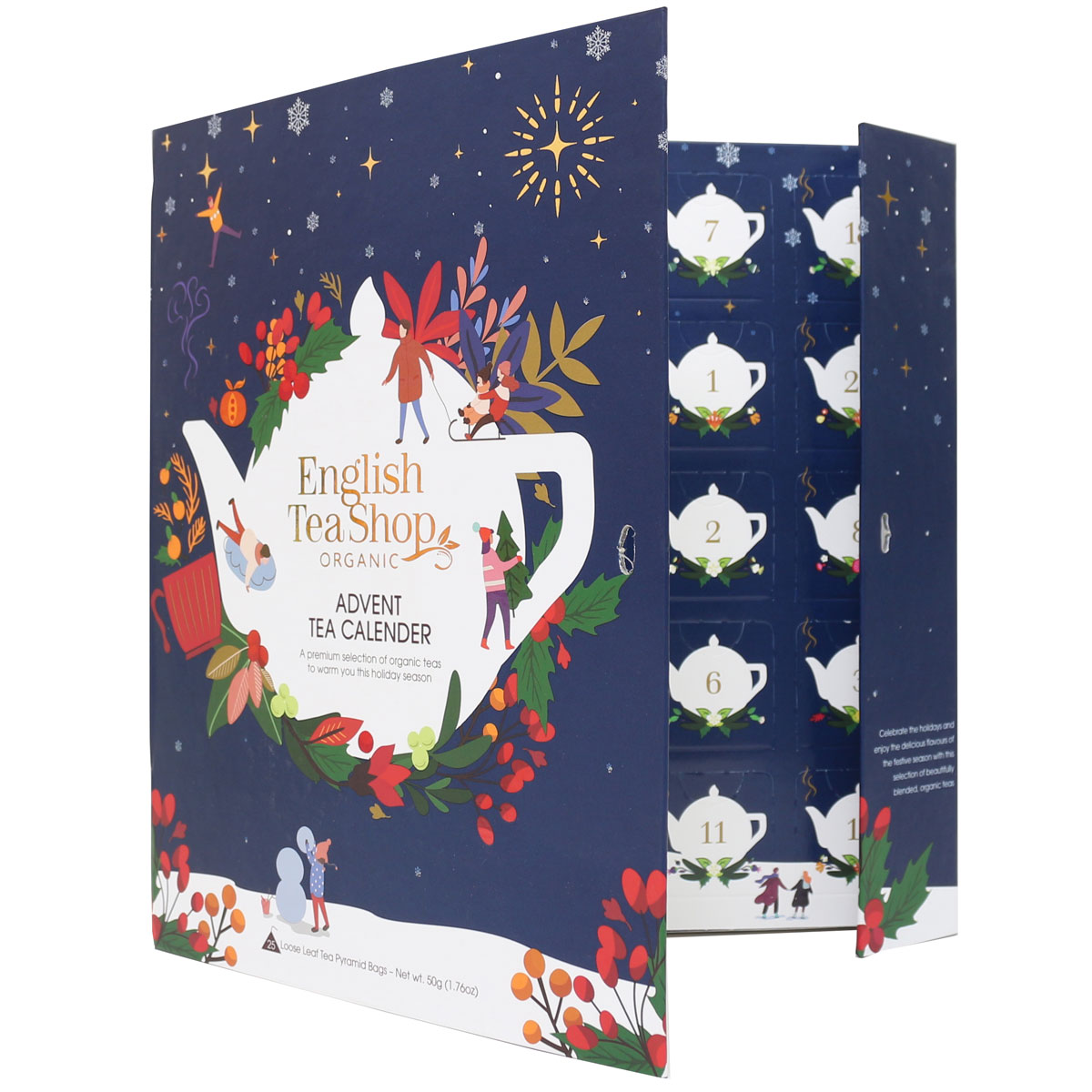 English Tea Shop Book Style Christmas Night Advent Calendar 25 Tea